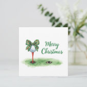 Golf Weihnachten mit Golfball und Tee mit Band (Stehend Vorderseite)