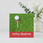 Golf Weihnachten mit Golfball und Tee mit Band (Stehend Vorderseite)
