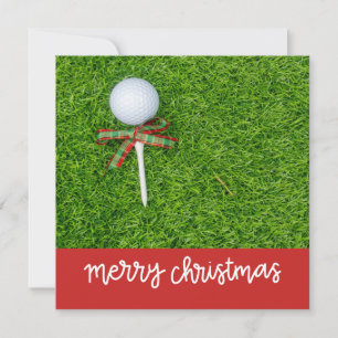 Golf Weihnachten mit Golfball und Tee mit Band