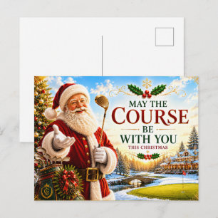Golf-Weihnachten mit Golfball und Tee mit Band Postkarte