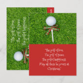 Golf Weihnachten mit Golfball und Tee mit Band Postkarte (Vorne/Hinten)