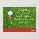 Golf Weihnachten mit Golfball und Tee mit Band Postkarte (Rückseite)