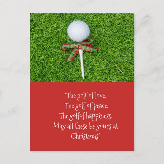 Golf Weihnachten mit Golfball und Tee mit Band Postkarte (Vorderseite)