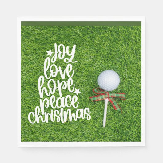Golf Weihnachten mit Golfball und Tee mit Band Serviette (Vorderseite)