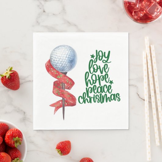 Golf Weihnachten mit Golfball und Tee mit Band Serviette (Beispiel)