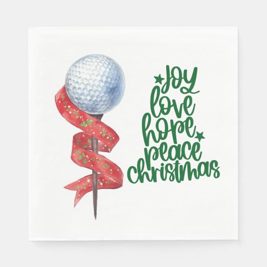 Golf Weihnachten mit Golfball und Tee mit Band Serviette (Vorderseite)