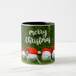 Golf Weihnachten mit Golfball und Weihnachten-Hat- Zweifarbige Tasse