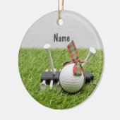 Golf Weihnachten mit Golfball Weihnachtsband Keramik Ornament (Links)