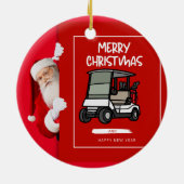 Golf Weihnachten mit Golfball Weihnachtsband Keramik Ornament (Hinten)