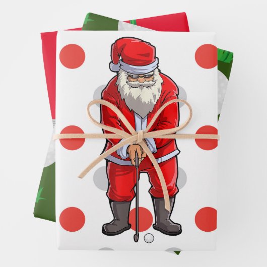 Golf Weihnachten mit Kugel und Eisen für Golfer Geschenkpapier Set (Beispiel)