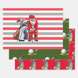 Golf Weihnachten mit Kugel und Eisen für Golfer Geschenkpapier Set