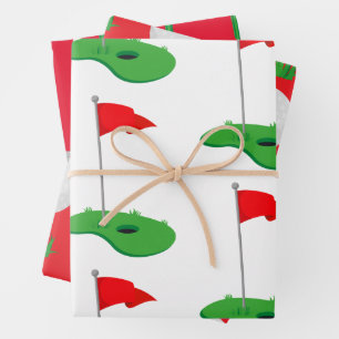 Golf Weihnachten mit Kugel und Eisen für Golfer Wr Geschenkpapier Set