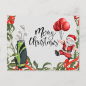 Golf Weihnachten mit laufendem Santa Claus Golf Postkarte (Vorderseite)