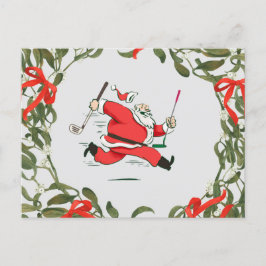 Golf Weihnachten mit laufendem Santa Claus Golf Postkarte