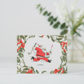 Golf Weihnachten mit laufendem Santa Claus Golf Postkarte (Stehend Vorderseite)