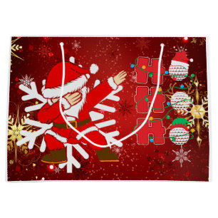 Golf Weihnachten mit Red Background Gold Snowflake Große Geschenktüte