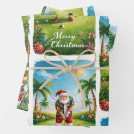 Golf Weihnachten mit Santa auf Hawaii Shirt Geschenkpapier Set