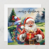Golf Weihnachten mit Santa Golfer auf Golfplatz (Vorne/Hinten)