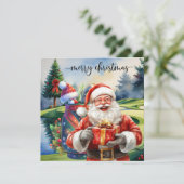 Golf Weihnachten mit Santa Golfer auf Golfplatz (Stehend Vorderseite)