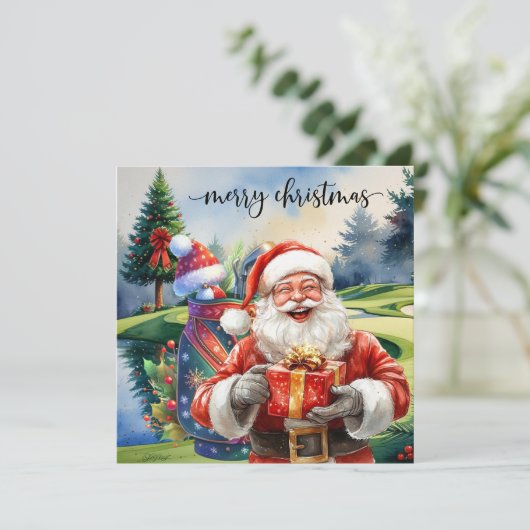 Golf Weihnachten mit Santa Golfer auf Golfplatz (Stehend Vorderseite)
