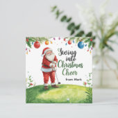 Golf Weihnachten mit Santa Golfer auf Golfplatz (Stehend Vorderseite)