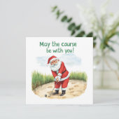 Golf Weihnachten mit Santa Golfer auf Golfplatz (Stehend Vorderseite)