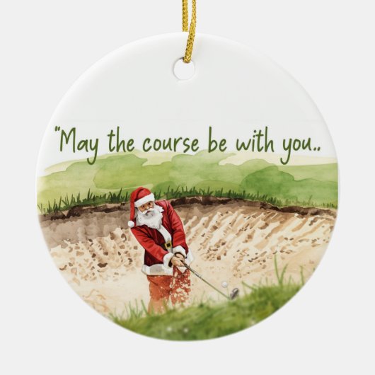 Golf Weihnachten mit Santa Golfer auf Golfplatz Keramik Ornament (Vorne)