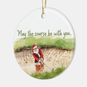 Golf Weihnachten mit Santa Golfer auf Golfplatz Keramik Ornament