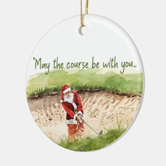 Golf Weihnachten mit Santa Golfer auf Golfplatz Keramik Ornament (Links)