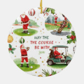 Golf Weihnachten mit Santa Golfer auf Golfplatz Keramik Ornament (Hinten)