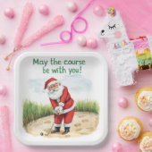 Golf Weihnachten mit Santa Golfer auf Golfplatz Pappteller (Party)