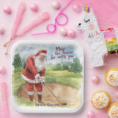 Golf Weihnachten mit Santa Golfer auf Golfplatz Pappteller (Party)