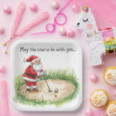 Golf Weihnachten mit Santa Golfer auf Golfplatz Pappteller (Party)