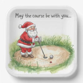 Golf Weihnachten mit Santa Golfer auf Golfplatz Pappteller