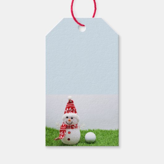 Golf Weihnachten mit Snowman und Golfball auf Grün Geschenkanhänger (Vorderseite)