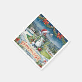 Golf Weihnachten mit Weihnachtsgolftasche Serviette (Ecke)