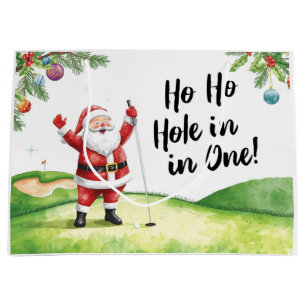 Golf Weihnachten mit Weihnachtsmann mit lustigem T Große Geschenktüte