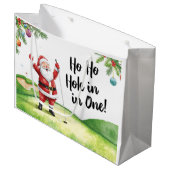 Golf Weihnachten mit Weihnachtsmann mit lustigem T Große Geschenktüte (Vorderseite Schrägansicht)
