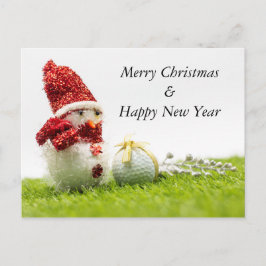 Golf Weihnachten & Neues Jahr mit Golfball Snowman Postkarte