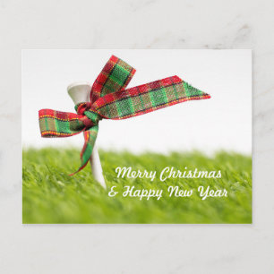 Golf Weihnachten & Neues Jahr mit Golfball und Pin Postkarte