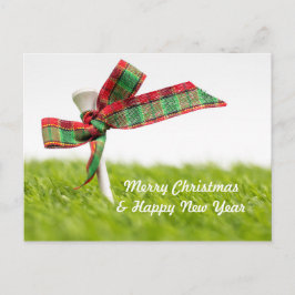 Golf Weihnachten & Neues Jahr mit Golfball und Pin Postkarte