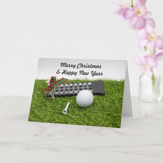 Golf Weihnachten & Neues Jahr mit Golfball und Tee Karte (Orchidee)