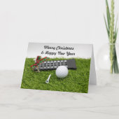 Golf Weihnachten & Neues Jahr mit Golfball und Tee Karte (Vorderseite)