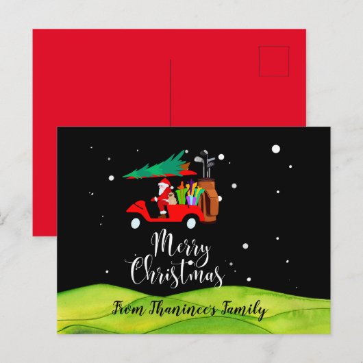 Golf Weihnachten Postkarte (Vorne/Hinten)