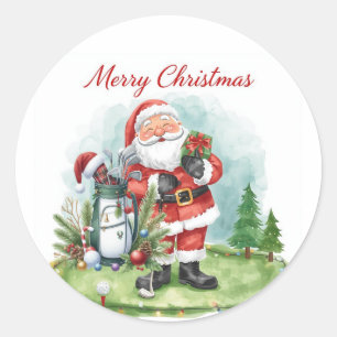 Golf Weihnachten Runder Aufkleber