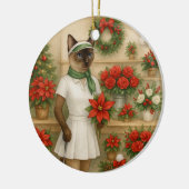 Golf Weihnachten Thema für Cat Frau Golfer Keramik Ornament (Links)