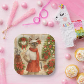 Golf Weihnachten Thema für Cat Frau Golfer Pappteller (Party)