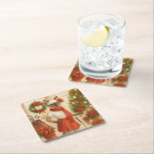 Golf Weihnachten Thema für Cat Frau Golfer Rechteckiger Pappuntersetzer (Vor Ort)