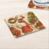 Golf Weihnachten Thema für Cat Frau Golfer Rechteckiger Pappuntersetzer (angewinkelt)