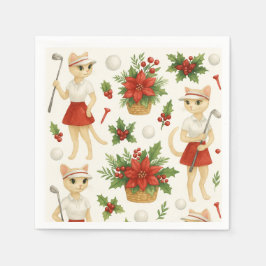 Golf Weihnachten Thema für Cat Frau Golfer Serviette